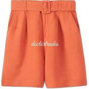 New NWT A New Day Women Belted High Rise Midi Length Shorts Orange XS